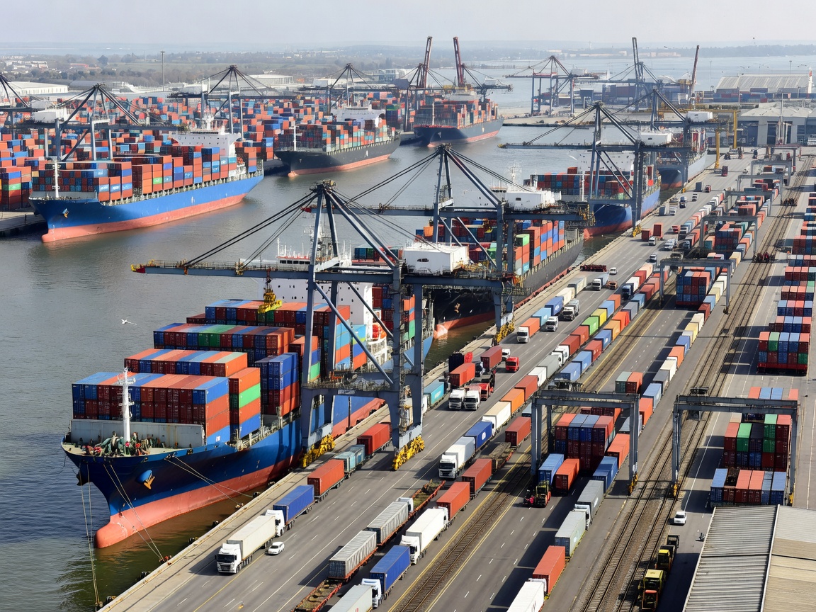 European fleet transport route with organized cargo movement